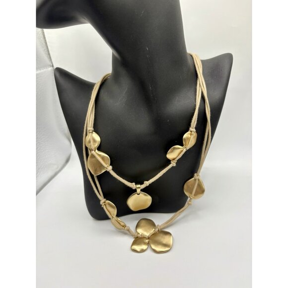 Chico's Jewelry - Chicos Matte Gold MultiStrand Cord Necklace Boho